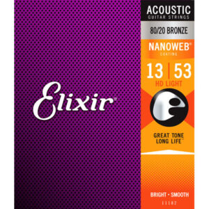Juego Cuerdas Guitarra AcÃºstica Elixir Nanoweb HD 11182 (13-53)