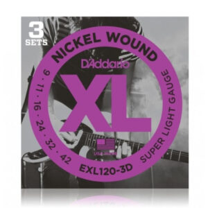 Juego Cuerdas Guitarra ElÃ©ctrica D'Addario EXL-120-3D 009-042